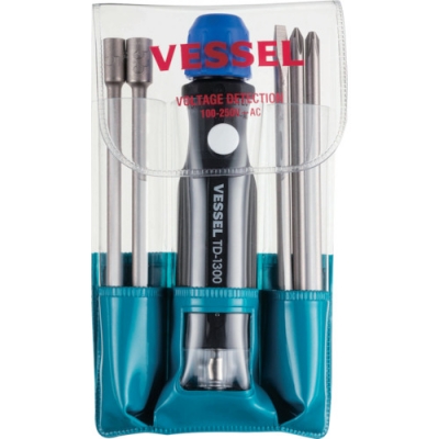 （株）ベッセル TD-1300B ベッセル　検電差替５本組ドライバーセット（低圧用）ＴＤ－１３００Ｂ