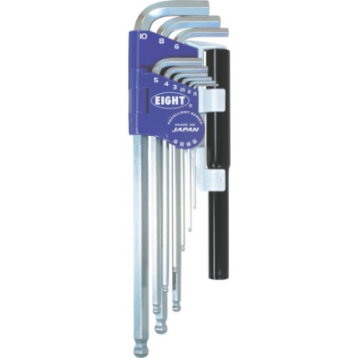 （株）エイト BHS-9NP エイト　六角棒スパナ　ボールポイント　エキストラロング　パイプ付９本１．５～１０