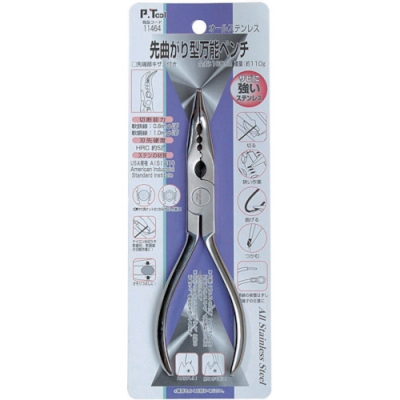 日本 TASCO ミツトモ 11464 Ｐ・ＴＯＯＬ　ペンチ　先曲がり型万能ペンチ　１６０ｍｍ