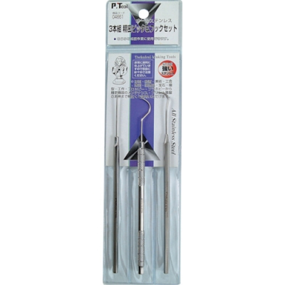 日本 TASCO ミツトモ 04661 Ｐ・ＴＯＯＬ　３本組ピック＆フック組　オールステンレス