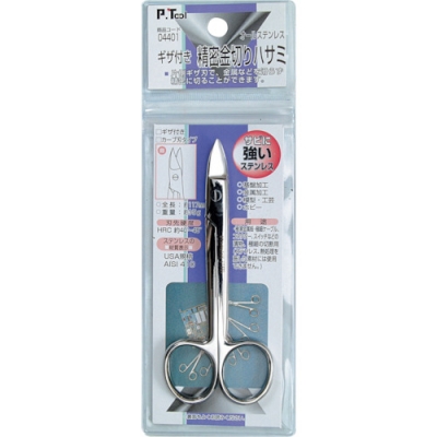 日本 TASCO ミツトモ 04401 Ｐ・ＴＯＯＬ　ギザ付　精密金切りハサミ　カーブ刃タイプ　全長：１１７ｍｍ
