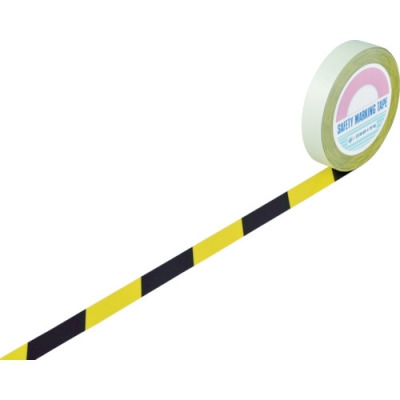 （株）日本緑十字社 148042 緑十字　ガードテープ（ラインテープ）　黄／黒（トラ柄）　２５ｍｍ幅×２０ｍ