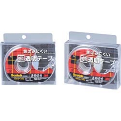 美国 3M  文具・オフィス事業部 600-1-18D 3M 透明粘着テープ透明美色ディスペンサー付18mmX35m 巻芯径25mm