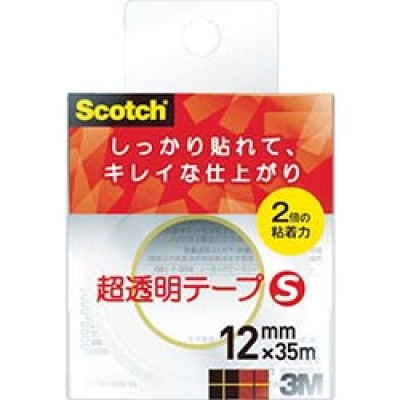 美国 3M  文具・オフィス事業部 600-1-12CN 3M スコッチ 超透明テープS 12mmX35m