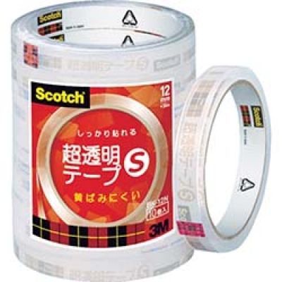 美国 3M  文具・オフィス事業部 BK-12N ３Ｍ　スコッチ　超透明テープＳ　１２ｍｍＸ３５ｍ　１０巻入シュリンクパック