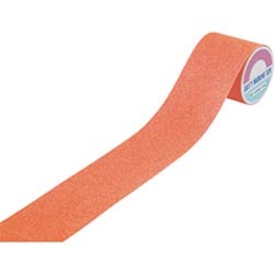 （株）日本緑十字社 260313 緑十字　滑り止めテープ　蛍光オレンジ　１００ｍｍ幅×５ｍ　塩ビ＋鉱物　屋内外兼用