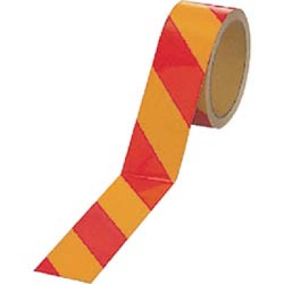 ユニット（株） 374-17 ユニット　反射トラテープ（赤／黄　ポリエステル樹脂フィルム　４５ｍｍ幅×１０ｍ