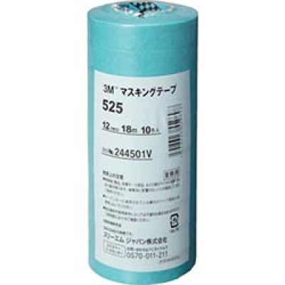 美国 3M  オート・アフターマーケット製品事業部 525 12 ３Ｍ　マスキングテープ　５２５　１２ｍｍＸ１８ｍ　１０巻入り