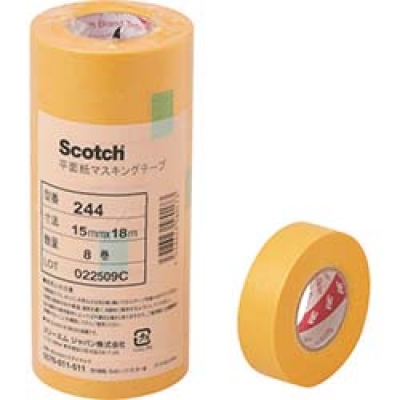 美国 3M  テープ・接着剤製品事業部 244 9X18P ３Ｍ　スコッチ　平面紙マスキングテープ　２４４　９ｍｍＸ１８ｍ　１２巻入り