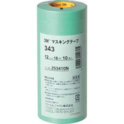美国 3M  オート・アフターマーケット製品事業部 343 12 ３Ｍ　マスキングテープ　３４３　１２ｍｍＸ１８ｍ　１０巻入り