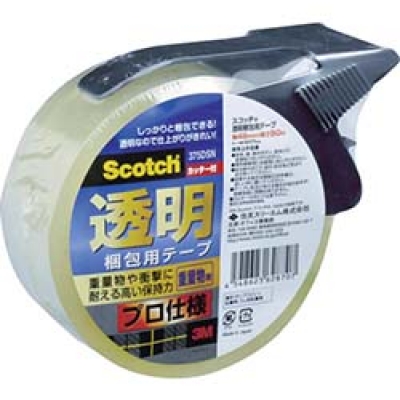 美国 3M  文具・オフィス事業部 375DSN ３Ｍ　透明梱包用テープ３７５ＤＳＮ　４８ｍｍＸ５０ｍ　重量物梱包用　カッター付