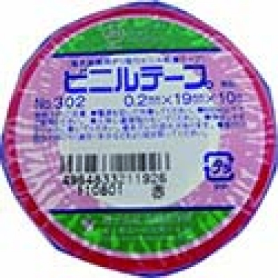 （株）寺岡製作所 302 R-19X10 ＴＥＲＡＯＫＡ　ビニルテープ　ＮＯ．３０２　赤　１９ｍｍＸ１０Ｍ