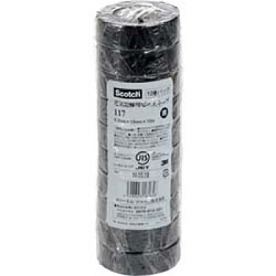 美国 3M  電力マーケット営業部 117 BLA 10 10P ３Ｍ　ビニールテープ　１１７　黒　１９ｍｍＸ１０ｍ　１０巻入り