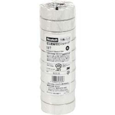美国 3M  電力マーケット営業部 117 WHI 10 10P ３Ｍ　ビニールテープ　１１７　白　１９ｍｍＸ１０ｍ　１０巻入り
