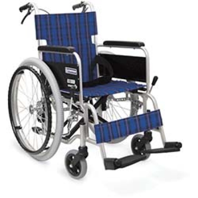 （株）カワムラサイクル KA102B-40A11 カワムラ　アルミ標準型自走用車いすＫＡ１０２Ｂ－４０紫チェック