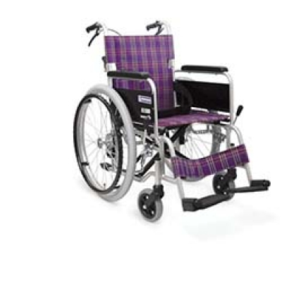 （株）カワムラサイクル KA102SB-42A9 カワムラ　アルミ標準型自走用車いすＫＡ１０２ＳＢ－４２緑チェック