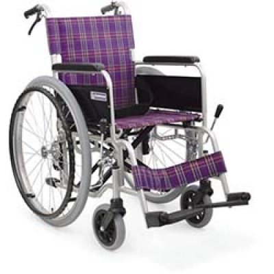（株）カワムラサイクル KA202B-40A3 カワムラ　アルミ標準型自走用車いすＫＡ２０２Ｂ－４０紺チェック