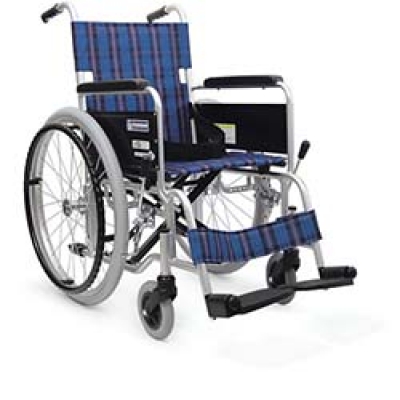 （株）カワムラサイクル KA102-42A11 カワムラ　アルミ標準型自走用車いすＫＡ１０２－４２紫チェック