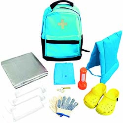 （株）山善 YCB-10(BL) 山善　子供用防災セット　防災バッグ１０（災害対策１０点セット）