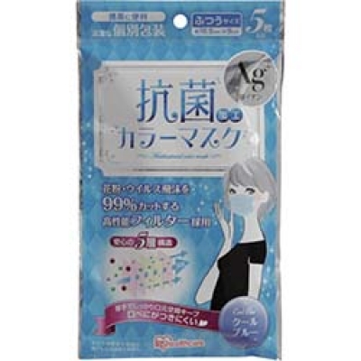IRIS  NCK-5PM-BL ＩＲＩＳ　抗菌加工カラーマスク　ブルー　（５枚入）