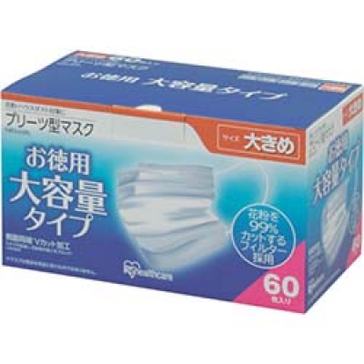 IRIS  NRN-60PL ＩＲＩＳ　プリーツ型マスク　（６０枚入）