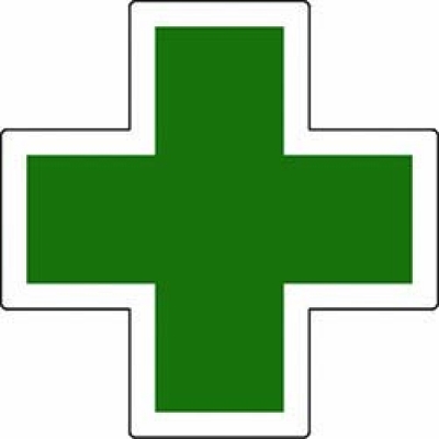 （株）日本緑十字社 233131 緑十字　ヘルメット用ステッカー　緑十字マーク　３４×３４ｍｍ　５枚組　反射タイプ