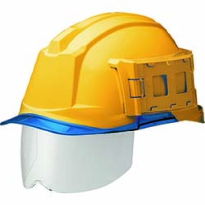 BL ミドリ安全　ＩＤケース付ヘルメット（ワイドシールド付）　ＳＣ－１９ＰＣＬＳ－ＩＤ　ＲＡ３　α　イエロー／ブルー