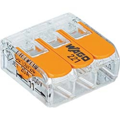 ワゴジャパン（株） WFR-3 ＷＡＧＯ　ＷＦＲ－３　より線・単線ワンタッチ接続可能コネクタ　３穴用　　５０個入