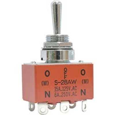 NKKスイッチズ(株) S-28AW NKKスイッチズ 防水形トグルスイッチ はんだ端子2極(ON)-OFF‐(ON)